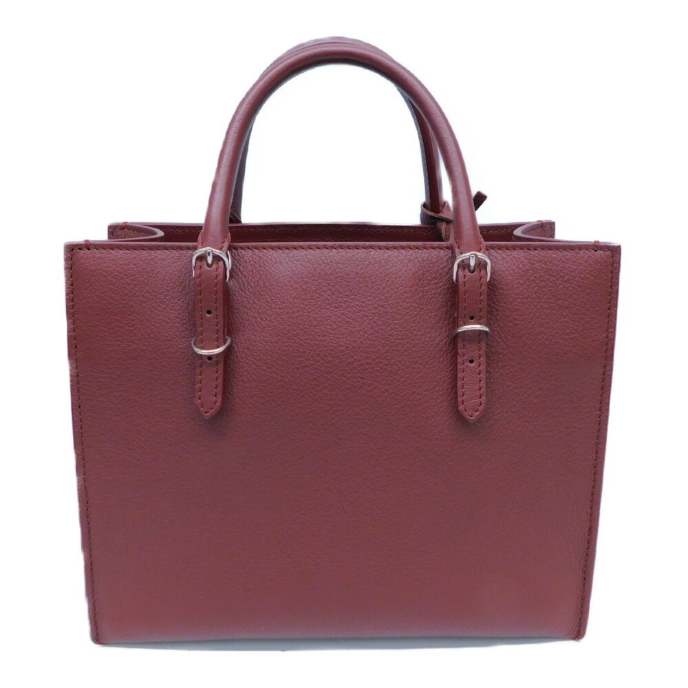 Balenciaga Compact Paper Strap Handbag Mirror Shoulder Maroon Leather Brown